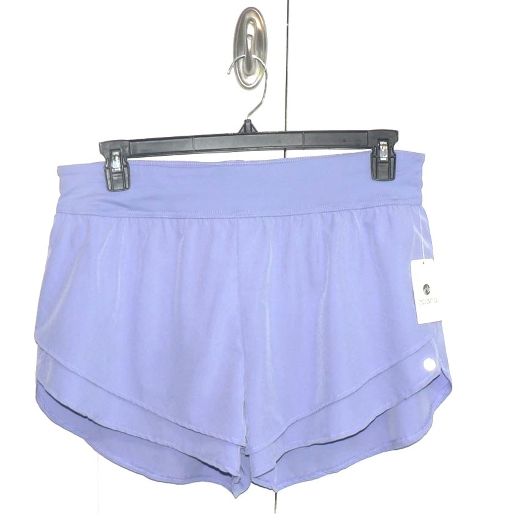 Apana Women's Yoga Lifestyle Athletic‎ Layered Shorts in Lavender Violet XL